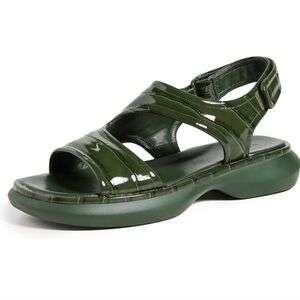 Vince Fresca Sandal in Olive Green Croc-Print Leather Women’s 7.5